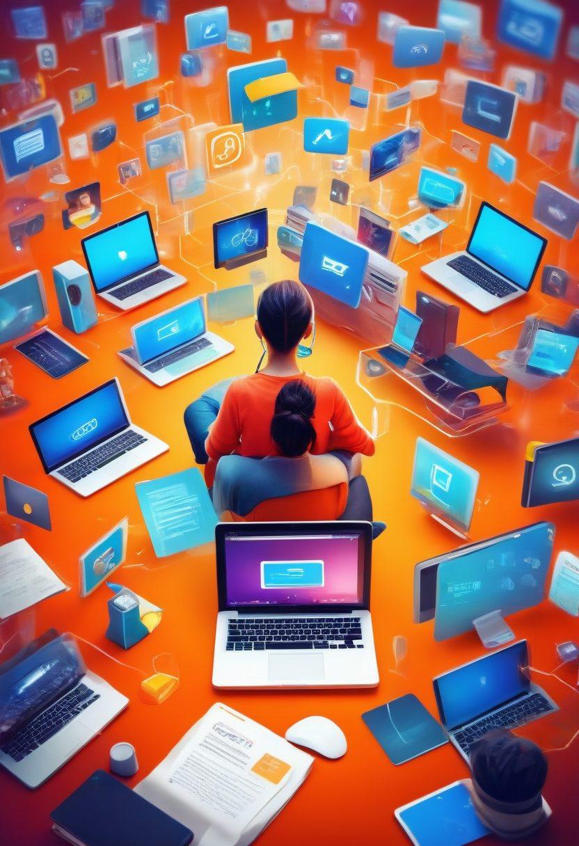 A dynamic digital landscape showcasing a vibrant blogging community, with interactive features like comments, reactions, and multimedia elements surrounding a central article being written. Include diverse bloggers exchanging ideas, animated icons representing engagement, and technology symbols like laptops and smartphones. The background should be a creative blend of tech and creativity, radiating enthusiasm and collaboration. super-realistic. bright colors. 3D.